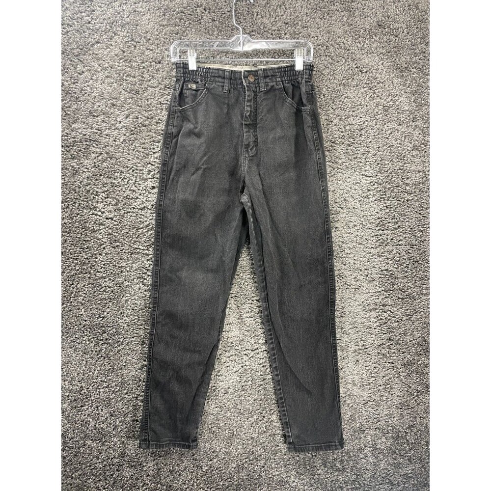 Vtg Lee Jeans Womens 6 Medium Charcoal Gray Relaxed-Fit Side Elastic Tapered Leg